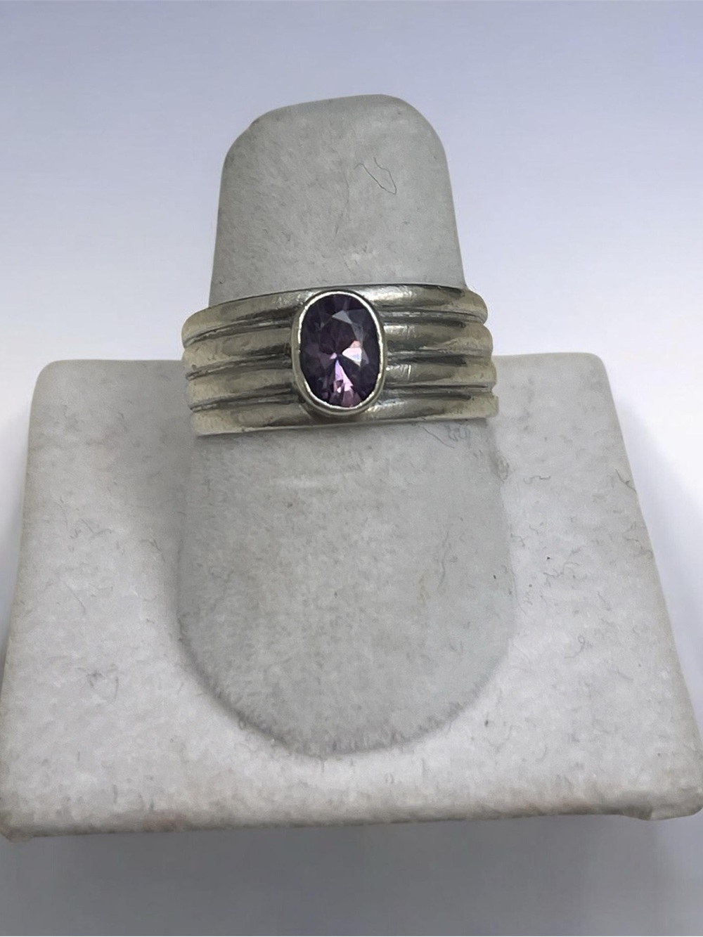 Sterling Silver Amethyst Band Ring - Purple